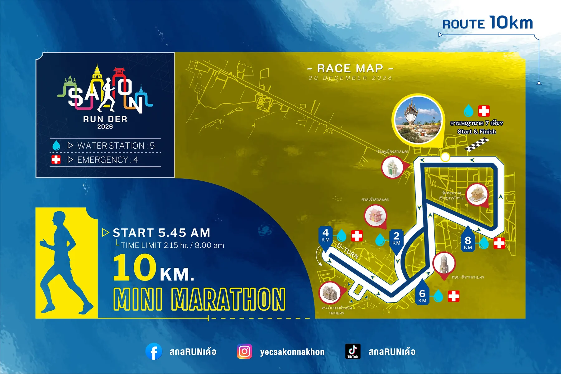 เส้นทางวิ่ง 10 KM Mini Marathon สกลRUNเด้อ 2026