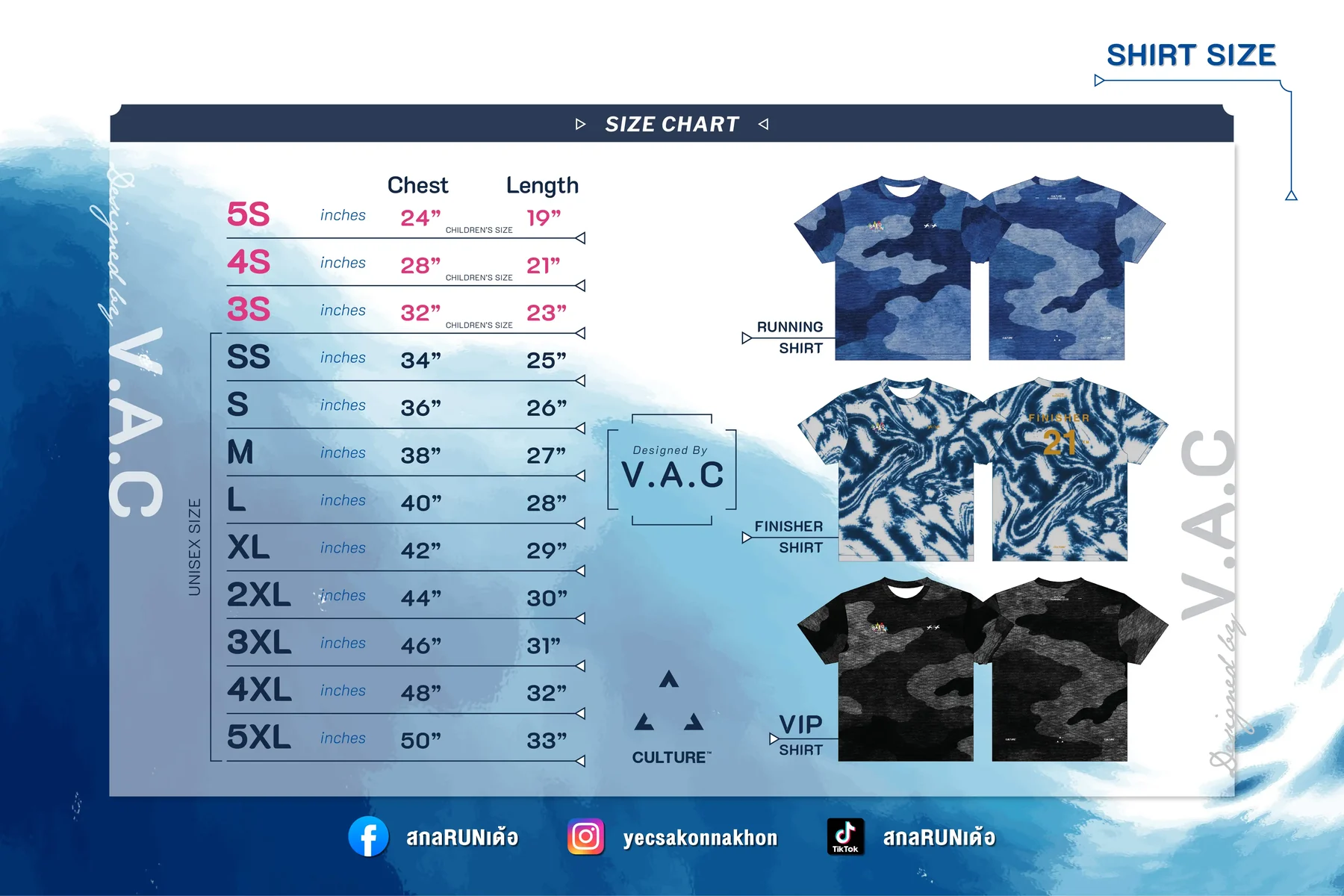ตารางไซส์เสื้อ สกลRUNเด้อ 2026 — 5S ถึง 5XL